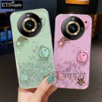 เคส Realme เคสโทรศัพท์11 Pro + ฝาหลังซิลิโคนนิ่มโปร่งใสประกายดวงดาวอวกาศรูปดาวดวงจันทร์สาวต่อต้านการตกสำหรับ Realme 11 Pro Plus