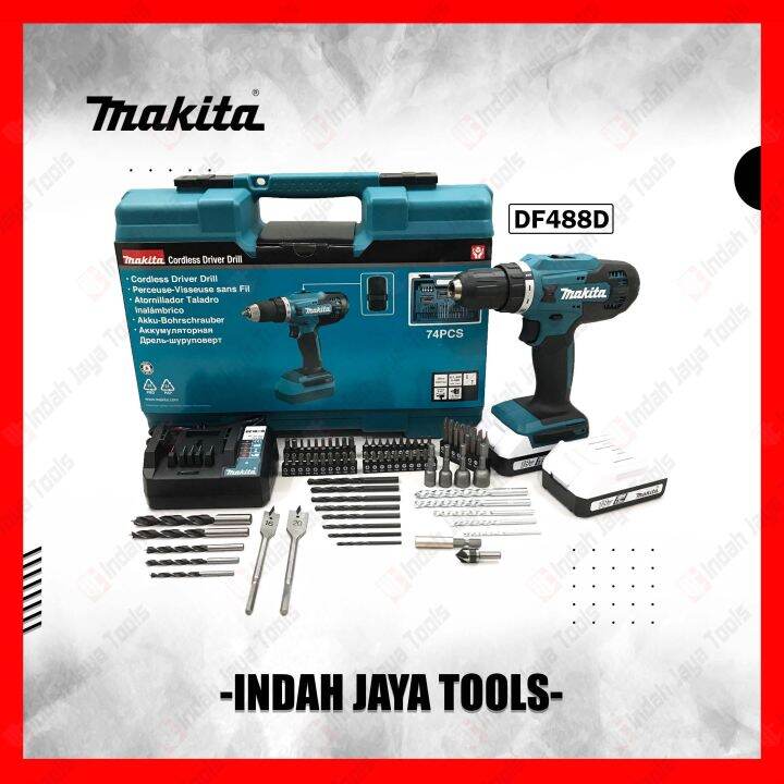 MAKITA DF488D Mesin Bor Cordless Baterai Besi Kayu Driver Drill DF 488 ...