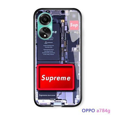 GGK เคสเคสโทรศัพท์แฟชั่นสำหรับ OPPO A78 4G สุดเจ๋งเคสสำหรับเด็กชาย,เคสป้ายโลโก้ป๊อปไทด์เคสกระจกเทมเปอร์กันกระแทก