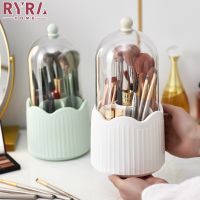 【YD】 360° Rotating Makeup Brushes Holder Desktop Organizer Transparent Dustproof Storage Make Up Tools