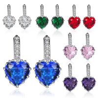 [COD] Cross-border new hot selling earrings multi-color zircon heart temperament peach crystal spot wholesale