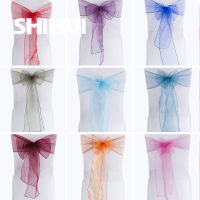 เก้าอี้ผ้าคาดเอว Organza โบว์ผูกริบบิ้นโบว์ปกที่นั่งกลับเข็มขัดสำหรับโรงแรมที่จัดเลี้ยงประเทศงานแต่งงานเหตุการณ์รับประทานอาหารตกแต่ง