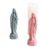 【CW】 European Mary Silicone Mold Prayer Statue Sculpture Candle Plaster Decoration