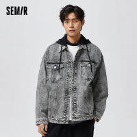 Semir เสื้อโค้ทผ้าเดนิมผู้ชายฤดูใบไม้ผลิ2023 Cool สไตล์ลำลองสตรีทย้อนยุค Campus 2ชิ้นแจ็คเก็ตทรงหลวม