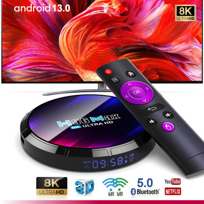 กล่องแอนดรอยbox 2023 H96MAX 3528 Android system13.0 Dual WIFI 5G Support Bluetooth 5.0 Support 8K HD good partner for watching movie 4GB 32GB android tv box