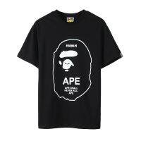 เสื้อยืดแขนสั้น BAPE แบรนด์อินเทรนด์สไตล์ญี่ปุ่นสำหรับเด็กผู้ชายพิมพ์ลายคอกลมทรงหลวมลำลองสำหรับฤดูร้อนผ้าฝ้ายเยาวชนครึ่งแขน