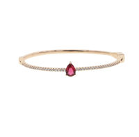 Colorful birthstone red blue green white tear drop CZ bangle bracelet trendy women open cuff bangles