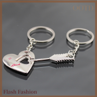 [Falsh F] 1คู่ของขวัญวันวาเลนไทน์ Keyfob พวงกุญแจแหวนห่วงโซ่กุญแจล็อคหัวใจความรักแบบใหม่