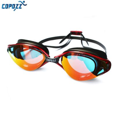 Copozz แว่นตาว่ายน้ำมืออาชีพป้องกันการเกิดฝ้า UV แว่นตาว่ายน้ำแบบปรับได้แว่นตาแว่นตาซิลิโคนกันน้ำสำหรับผู้หญิงผู้ชาย