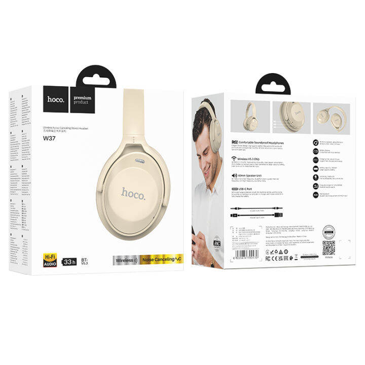 hoco-ชุดหูฟังบลูทูธไร้สาย-w37ตัดเสียงรบกวน-bt5-3หูฟังมีไมโครโฟน-headphone-stereo-hd-รองรับหูฟังเล่นกีฬา-aux-ใช้ได้ทั่วไปสำหรับทุกรุ่นสมาร์ทโฟน