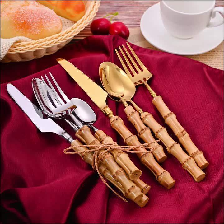 20-piece Wood Sliver Silverware Set With Small Waist Handle, Stainless  Steel Flatware Sets For 4, Cutlery Utensil Tablew