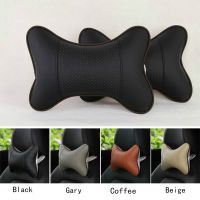 [NEW] 1/2PC Mini PU Leather Universal Car Headrest Pillow Support Neck Pillow Black/Beige/Gray/Brown for Auto Car Seat Car Decor