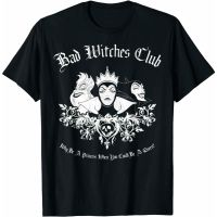 2023 NEW2021ฤดูร้อนใหม่ Tee Villains Bad Witches Club Group Shot Fairy Tales ตลก Mashup เสื้อยืดสีดำขายดีที่สุดสำหรับผู้ชายเสื้อผ้า