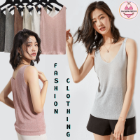 #SALE# F-3269 เสื้อแขนกุดไหมพรม คอวี เสื้อกล้าม เสื้อผ้าผู้หญิง เสื้อแขนกุด เสื้อไหมพรม เสื้อสายเดี่ยวแฟชั่น เสื้อสายเดี่ยว พร้อมส่ง