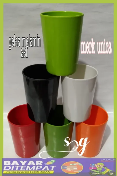 6pcs Gelas Melamin 250ml Gelas Kopi Gelas Minum Melamin Gelas Asli Melamine Merk Unica 9894