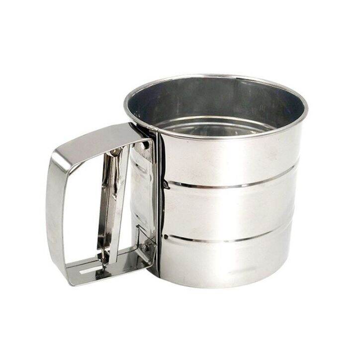 Stainless Steel Semi-Automatic Flour Sieve Baking Tools Cup Flour ...