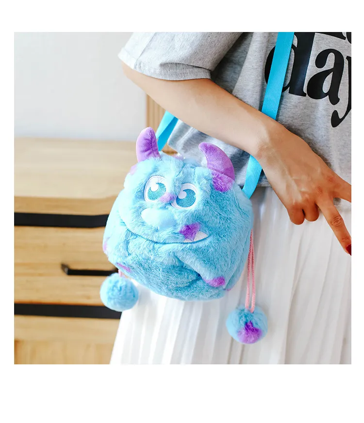 New Disney Monsters University Felix M.sutter Cartoon Plush Backpack  Animation Surrounding Blue Fur Monster Backpack