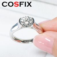 COSFIX 2ct เพชรโมอิสโซลิเทียแหวนหมั้นสำหรับผู้หญิง925เจ้าสาวสีเงินการตั้งค่ากรอบแหวนแต่งงาน