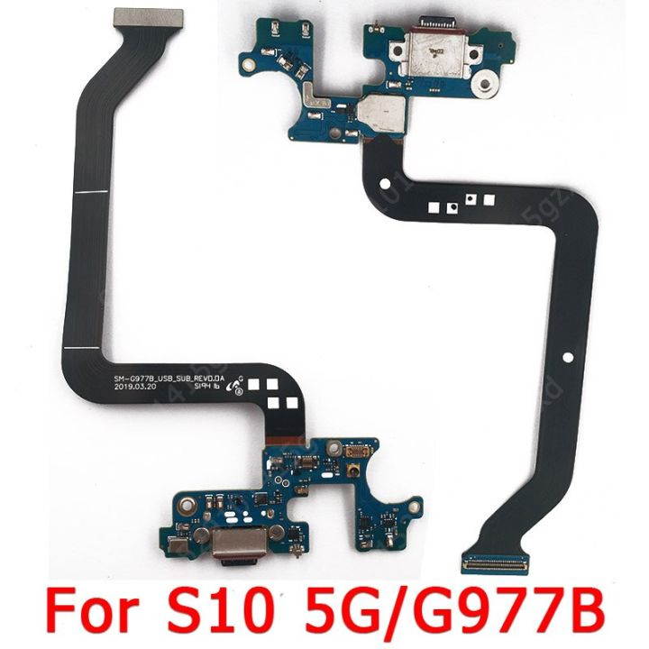 ชาร์จพอร์ตดั้งเดิมสำหรับ Galaxy S10 5G G977 USB บอร์ดซ่อมโทรศัพท์มือถือตัวเชื่อมต่อแบบแท่นยืดหยุ่น PCB อะไหล่สายเคเบิลสำหรับเปลี่ยน