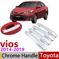 สำหรับโตโยต้า Vios XP150 2014 2015 2016 ~ 2019โครเมียมด้านนอกชุดฝาครอบมือจับประตูแต่งขอบสติ๊กเกอร์ตกแต่งรถยนต์ขนาดพอดีรถซีดานยาริส