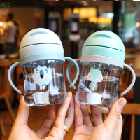 ?【Lowest price】YUE 250ml Baby Sippy Water CUP KID Handle เรียนรู้การให้อาหารดื่มขวดต่อต้านการสำลักกับ Gravity Ball KIDS Training CUP with straw