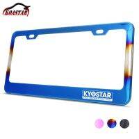 Racing Car License Plate Frame Titanium Blue Stainless Steel For US Only