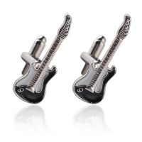 【Be worth】 Gift Pop Guitar Cuff Links แฟชั่นเครื่องดนตรี Enamel Cufflinks สำหรับผู้ชายเสื้อฝรั่งเศสปุ่ม Ukulele Cufflink Music