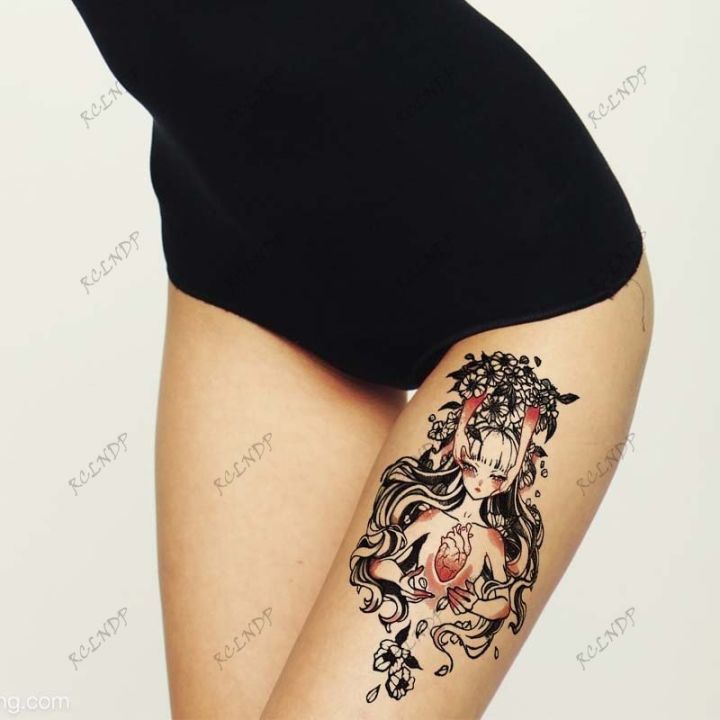 hot-dt-temporary-sticker-anime-double-sided-dark-comics-evil-kawakami-tomie-fake-tatoo-for-men