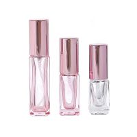 ☃☢❡ 12pcs/lot 5ml 9ml Transparent Pink Glass Spray Bottle Sample Glass Vials Portable Perfume Atomizer Rose Gold Cap