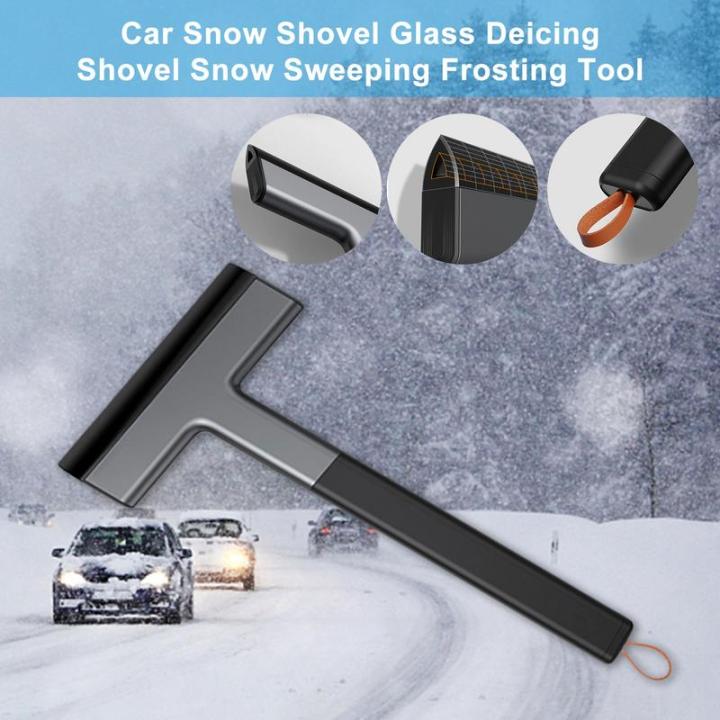 snow-shovel-glass-deicing-shovel-snow-sweeping-and-frosting-shovel-พลั่วแบบพกพาและน่ารักพร้อมที่จับกันลื่นสำหรับถนนรถแล่น