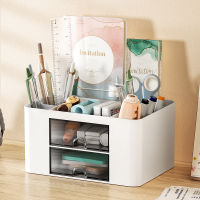 Creative Transparent Drawer Storage Box Desktop Cosmetics Organizer Student Pen Holder School Office Stationery Supplies