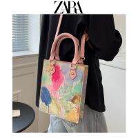 Zara213กระเป๋าผู้หญิงลายรุ้ง,กระเป๋าผู้หญิง2022ใหม่กระเป๋าถือขนาดเล็กกระเป๋าสี่เหลี่ยมฤดูร้อนกระเป๋าเล็กแมสเซ็นเจอร์สะพายไหล่เดียว