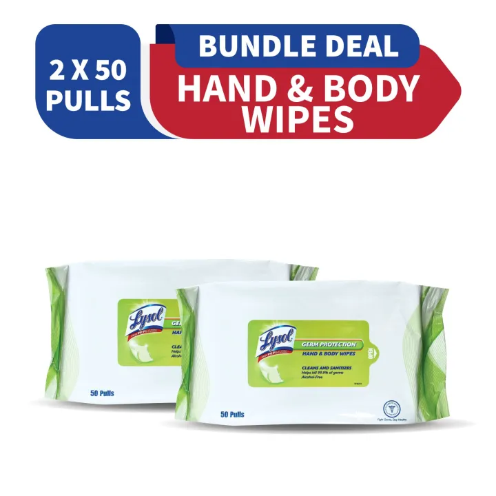 Lysol Germ Protection Hand & Body Wipes 50 Pulls Set of 2 | Lazada PH