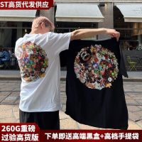 2023 FOR❐✽ ST high goods stu west beautiful tide new dolls black eight ball 8 short sleeve T-shirt lovers with men and women long coat