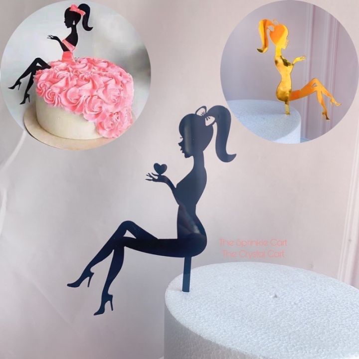 Silhoutte Lady Girl Black Gold High Heels Acrylic Cake Topper | Lazada PH