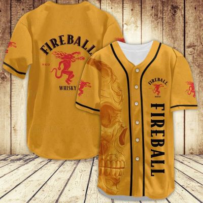 Fireball Baseball Jersey, Fireball Baseball Shirt, Fireball Whisky Jersey Shirt, Fireball Shirt For Men, Gifts For Him, Whisky Lover Shirt