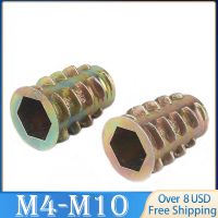 [HOT 2023] 50Pcs M4 M5 M6 M8 M10สังกะสีอัลลอยด์สำหรับไม้แทรก Nut Flanged ไดรฟ์ Hex หัวถั่วเฟอร์นิเจอร์