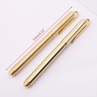 Retro Gold ss Black Ink Ballpoint Pen Handmade With Clip Office School Supplies Stationery