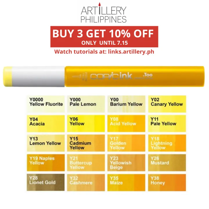 Copic Refill/Copic Ink Y (Yellow) Copic Various Ink for Copic Markers |  Lazada PH