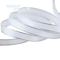 (25 yardslot) 10mm White Silver Edge Satin Ribbon wholesale high quality gift packaging ribbons