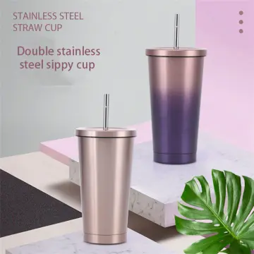 304 Stainless Steel Large Capacity Straw Cup Gift Double-layer