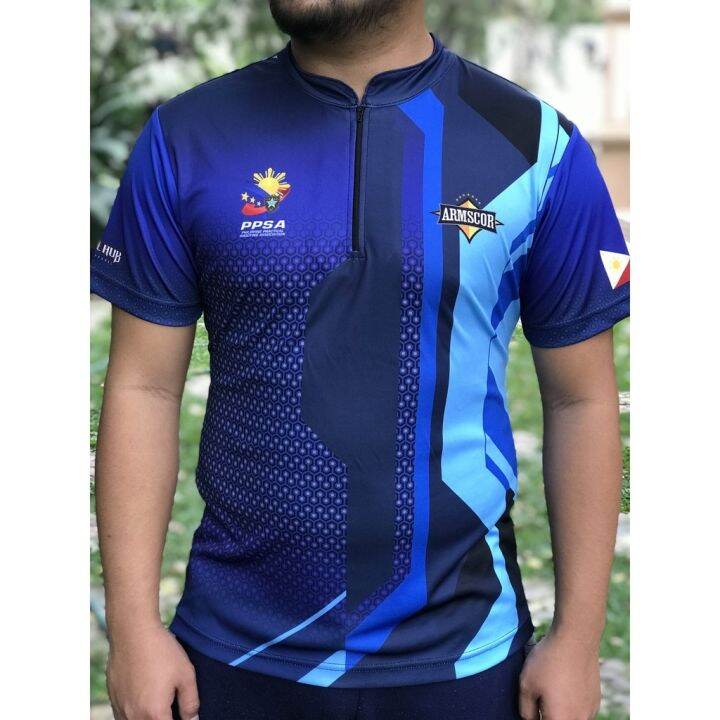 1fT6SFLB SHOOTER POLO WITH ZIP TACTICAL BLUE FULL SUBLIMATION Armscor ...