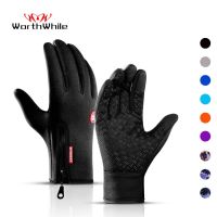 2023♕♞﹍ WorthWhile Winter Cycling Gloves Bicycle Warm Touchscreen Full Finger Glove Waterproof Outdoor Bike Skiing Motorcycle Riding