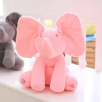 ตุ๊กตาช้างของเล่นตุ๊กตาสัตว์ของเล่นเพื่อการศึกษาไฟฟ้า GUND Animated Flappy Baby Peekaboo Elephant Pat Ears Cover Eyes Dumbo-Huidkeir