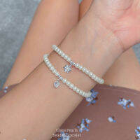 SissyJewelry // ข้อมือ Glass Pearls รุ่นเอ็นยืด ประดับจี้เงินแท้ (แจ้งจี้ที่แชท)