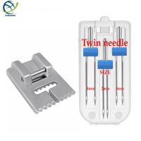 3Pcs/Set Twin Needles Size 2/3/4mm And Wrinkled 9 Grooves Sewing Presser Foot Feet For Singer Brother Sewing Machine Accessories Knitting  Crochet