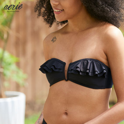 Aerie Ruffle Bandeau Bikini Top เสื้อ ชั้นใน ผู้หญิง บิกินี่ ว่ายน้ำ (ASW 075-2609-073)