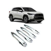 4PCS ABS ที่จับประตูชุบโครเมียมฝาครอบเคสกันกระแทกสำหรับ Toyota Corolla Cross 2020 2021รถจัดแต่งทรงผมอุปกรณ์เสริม