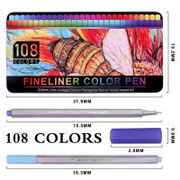 108 Colors Fineliner Color Pen Set Colorful Ultra Fine 0.4mm Felt Tips in 108 Individual Colors - Porous Point Marker Drawing