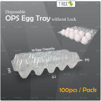 100pcs Disposable OPS Egg Tray Without Lock / Transparent Egg Container / Egg Storage Container / Bekas Telur - 10 Grids